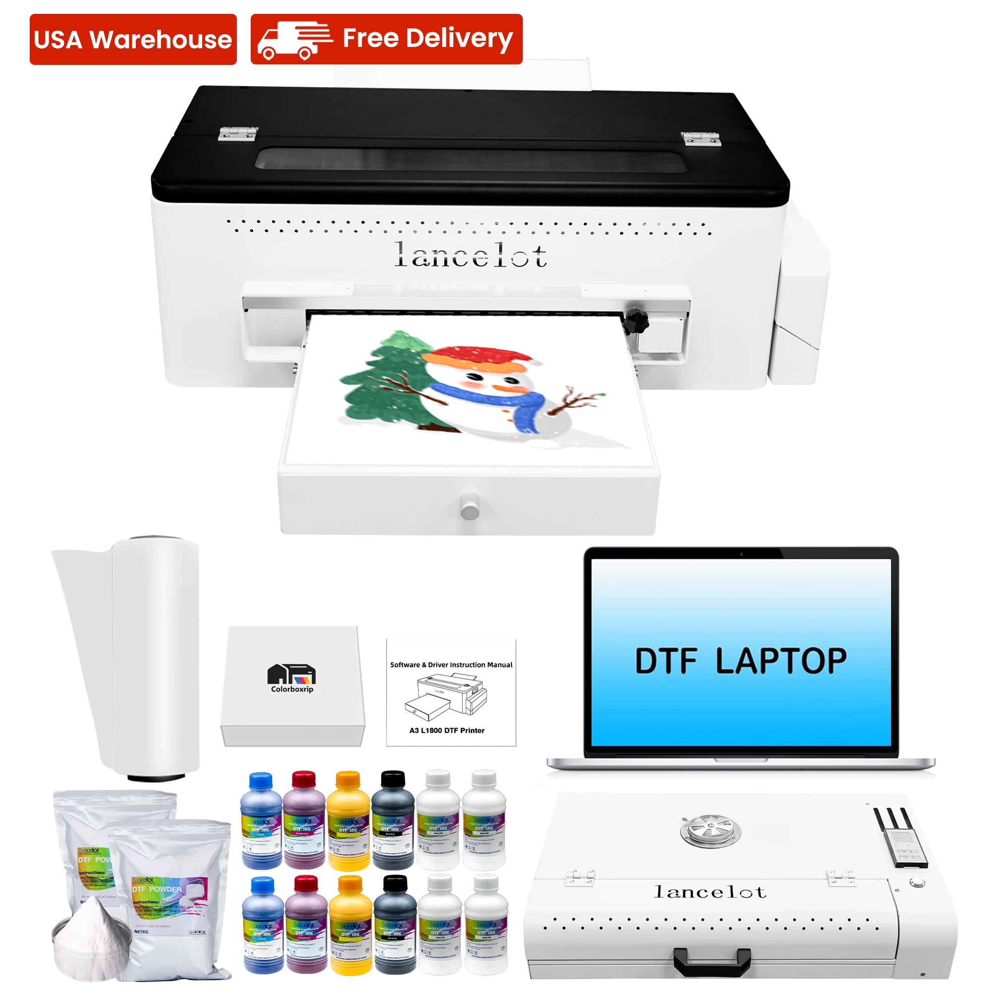 Lancelot A3 L1800 Desktop DTF Printer Laptop& Oven