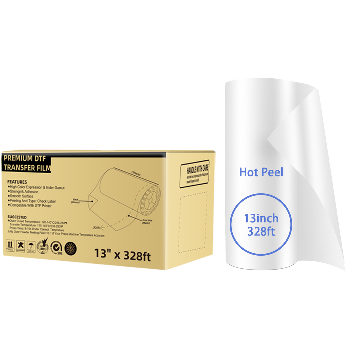 Lancelot New Premium Hot Peel DTF Transfer Film Roll - 13" x 328ft