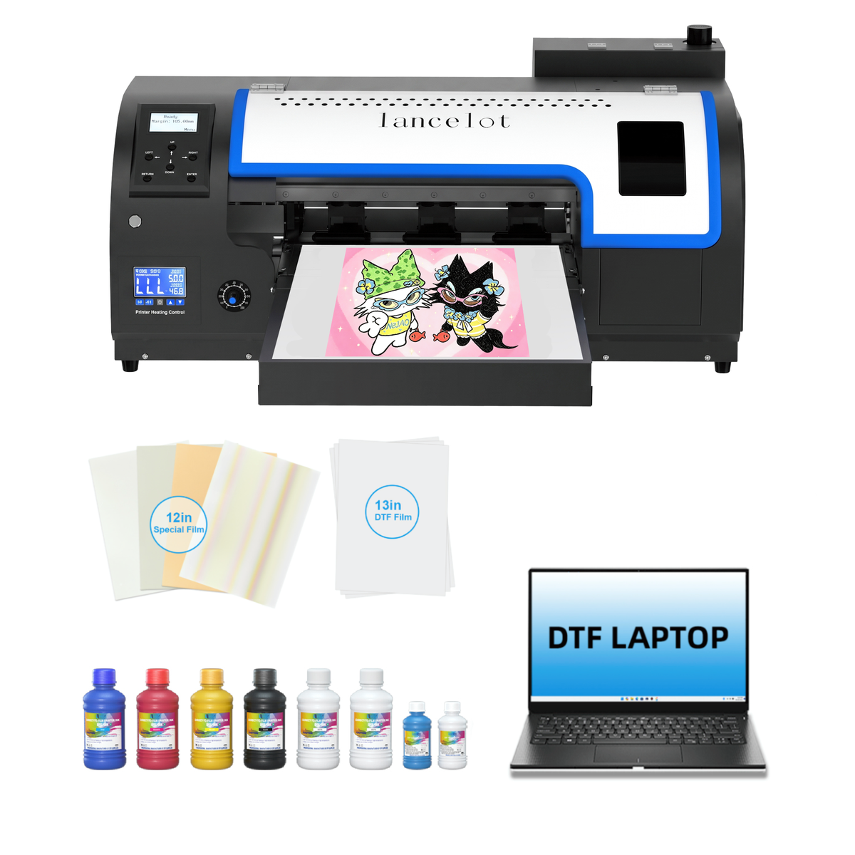 Lancelot A3 DTF Printer Starter Kit: M1630 Pro  Auto Cutter, Laptop & Inks | Direct to Film Transfer Machine