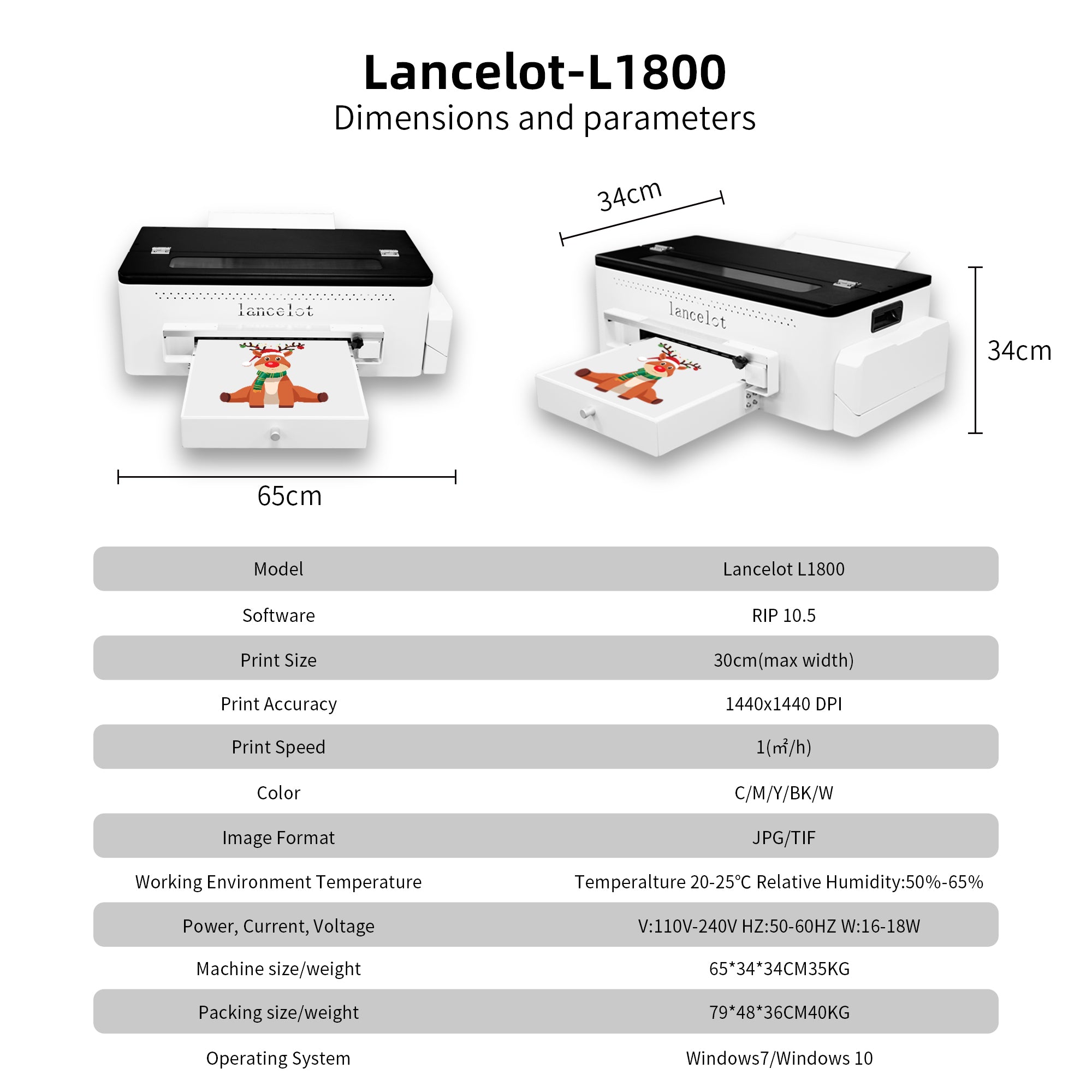 Lancelot A3 L1800 Desktop DTF Printer Laptop& Oven