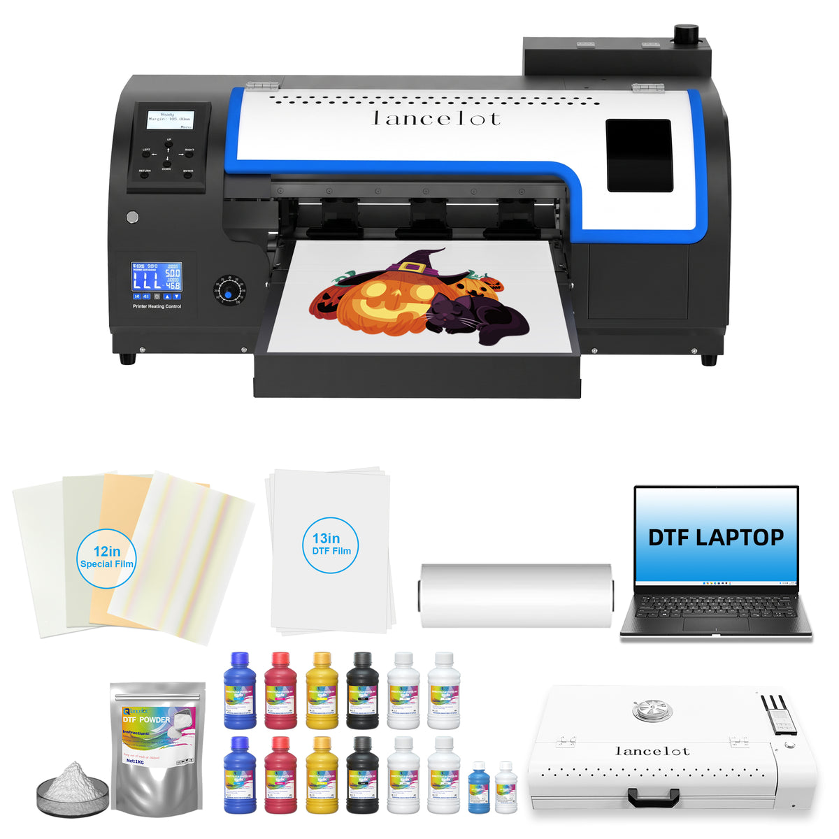 Lancelot Auto-Maintenance M1630 Pro DTF Bundle with Roll Feeder,White Ink Circulation for DIY T Shirt Printing