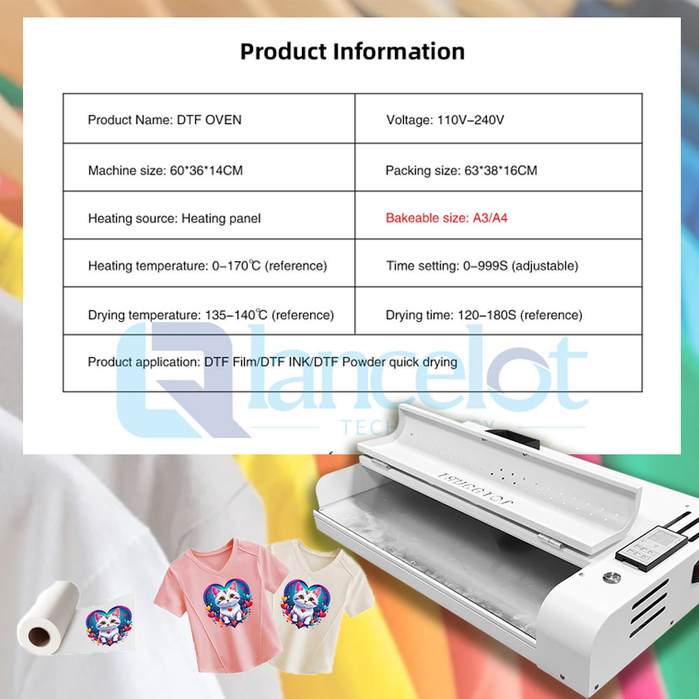 Lancelot Heat Transfer PET Film Oven, Heating A3/A3+/A4 Size (DTF Oven)