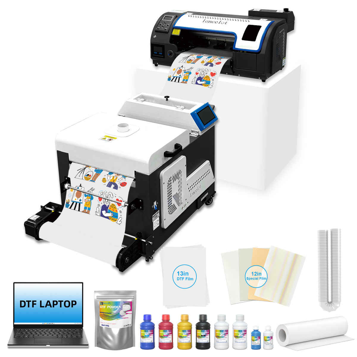 Lancelot A3 M1630 Pro DTF Printer Swift Shaker Bundle – with Laptop, Shaker & Ink + Film + Powder, Holiday Mode, Auto-Clean, Auto Cutter, Ink Alarm