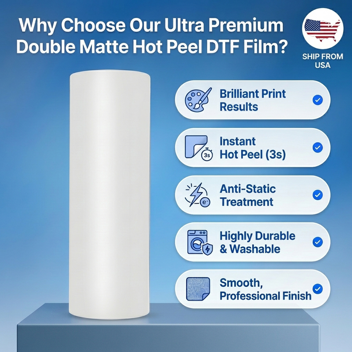 Lancelot New Premium Hot Peel DTF Transfer Film Roll - 13" x 328ft